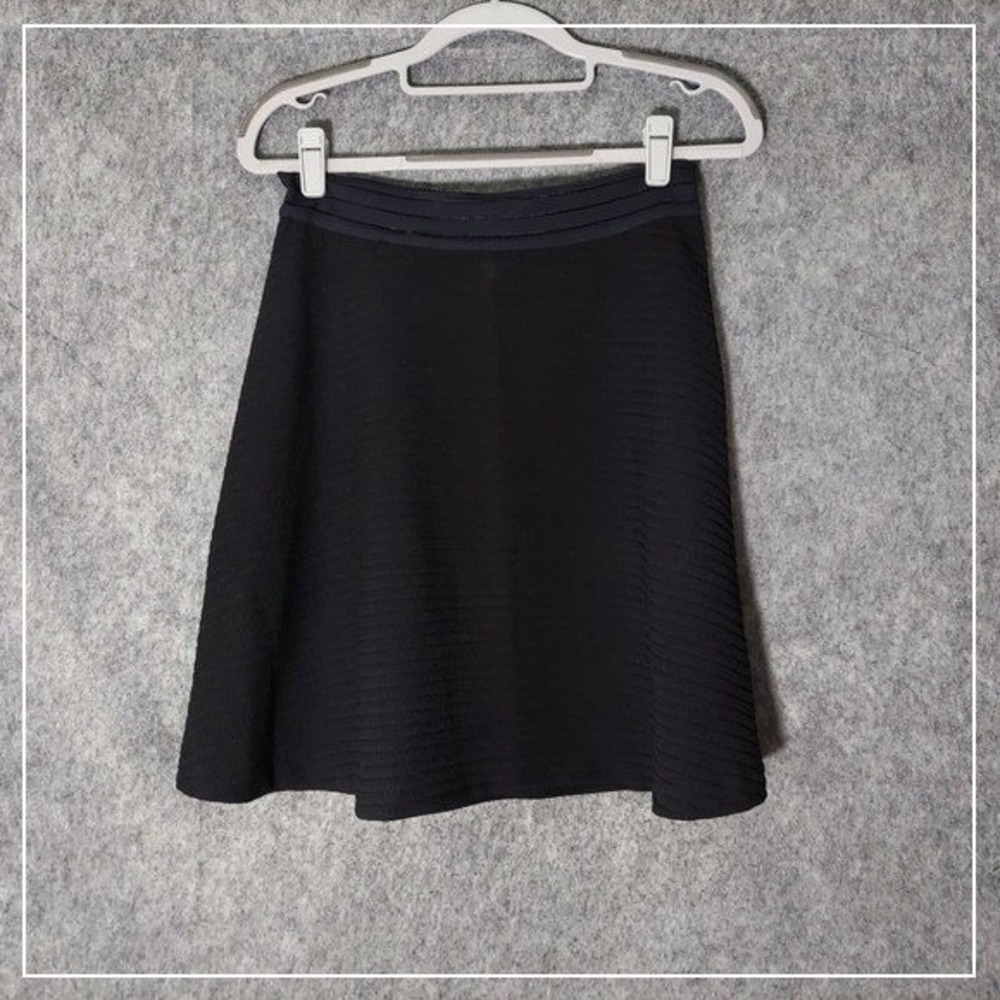 Sandro Paris Women Skirt 2 Black Striped High Rise Stretch Career Quiet Luxury